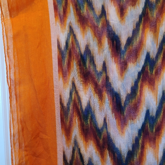 Scarf orange and multicolor Sheer Abstract 68 in x 38 in Colorful - Picture 2 of 4